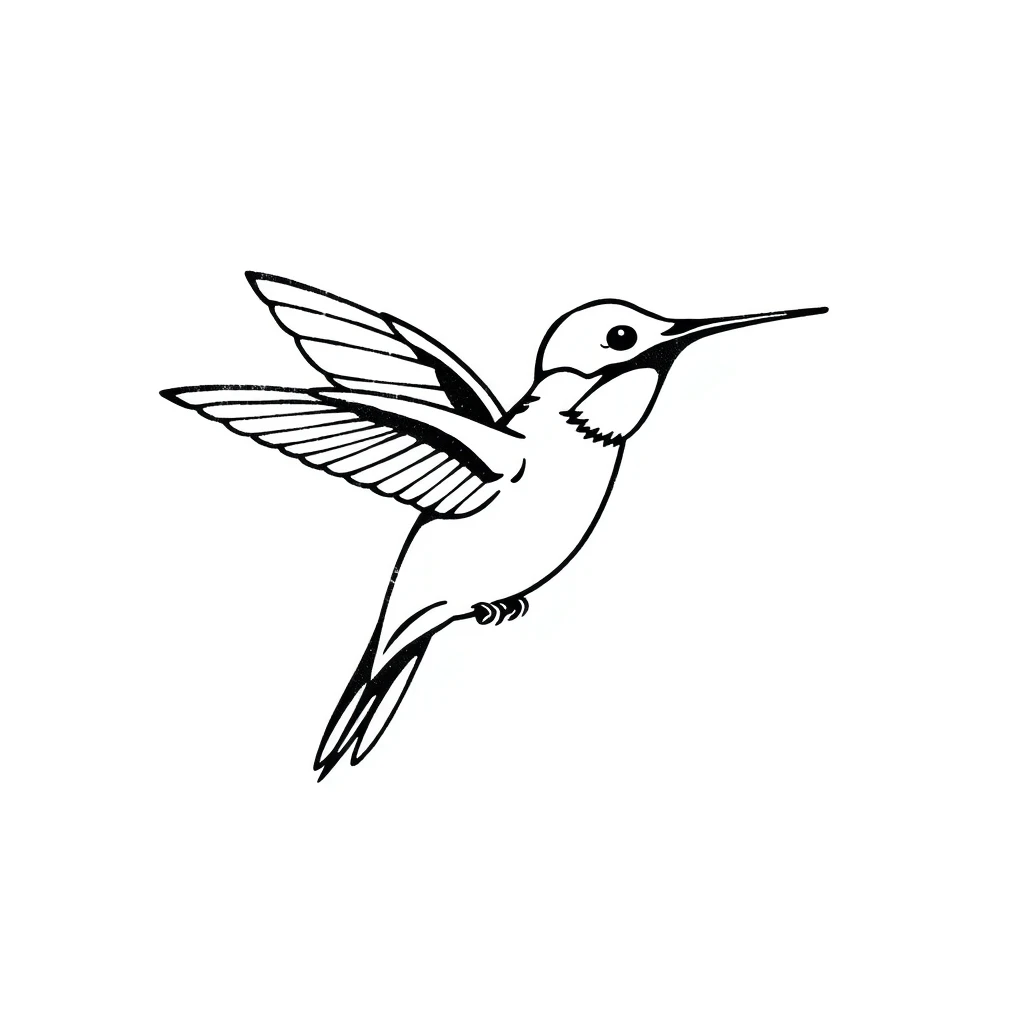 Tattoo of small Hummingbird in Minimalist style