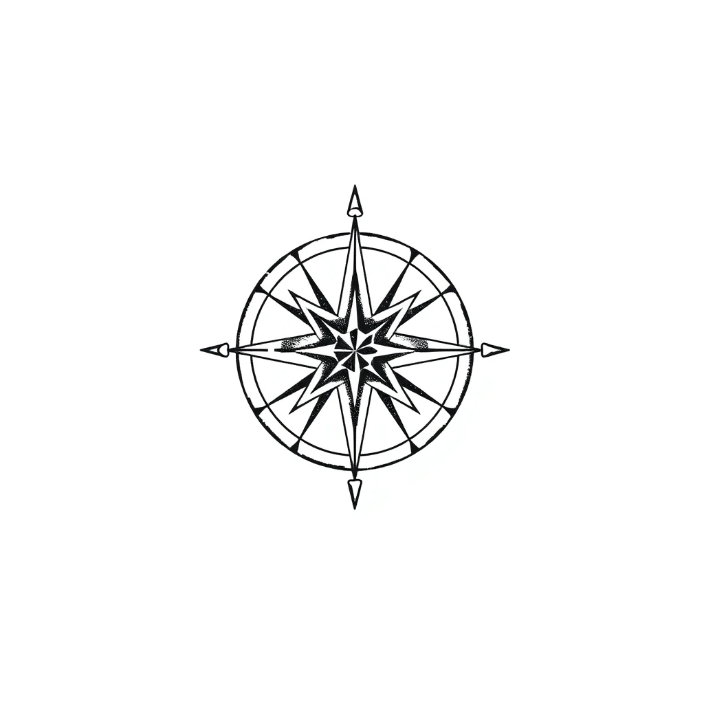 Compass rose tattoo