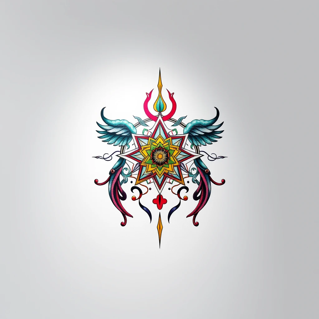 Colorful Metanoia tattoo featuring detailed design