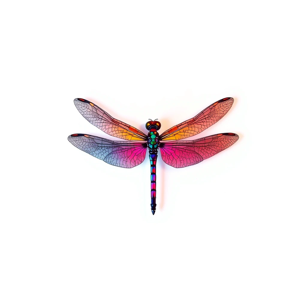 Vibrant dragonfly tattoo with colorful details