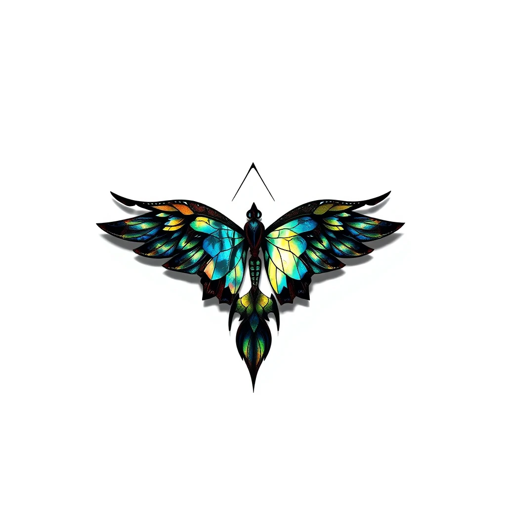 Colorful Labradorite butterfly tattoo design