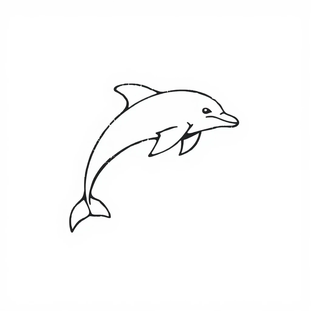 Tattoo of dolphin in minimalist black and white