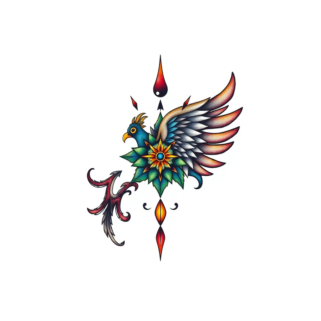 Eunoia tattoo featuring a colorful phoenix design