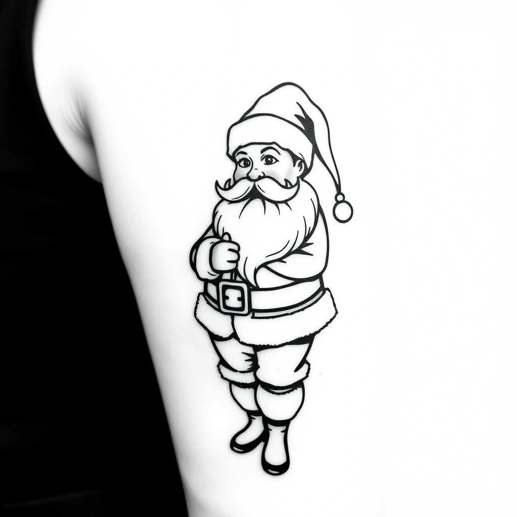 Tattoo of santa in minimalist black and white