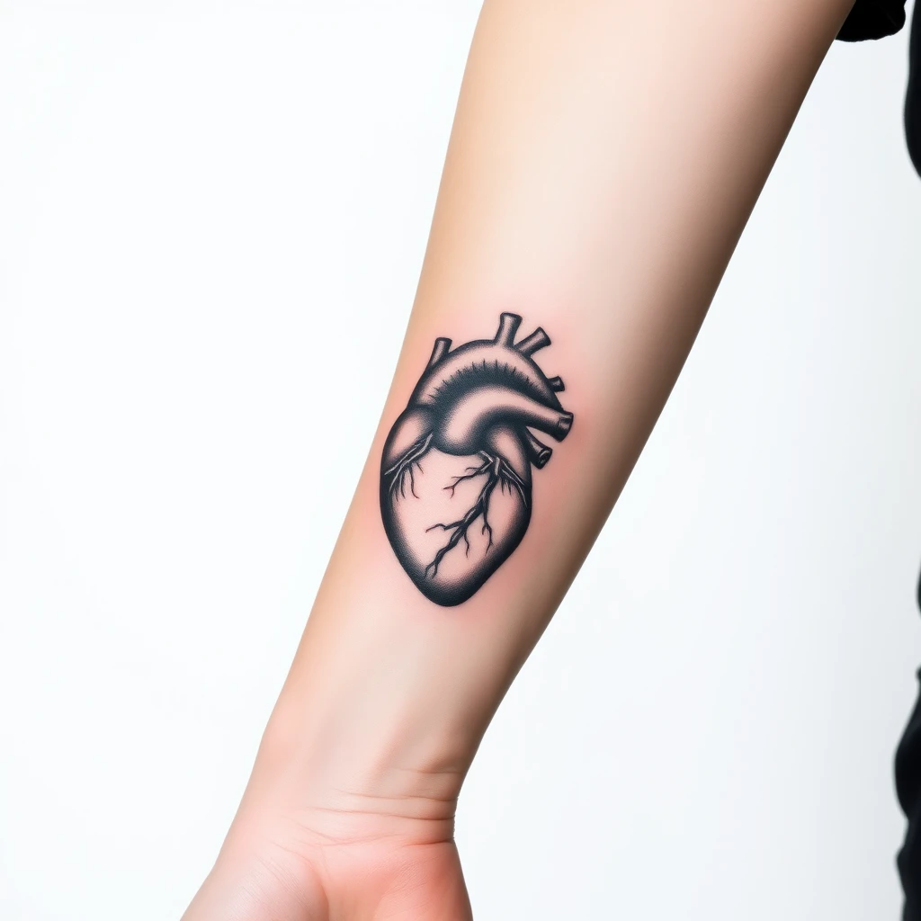 Anatomical heart tattoo