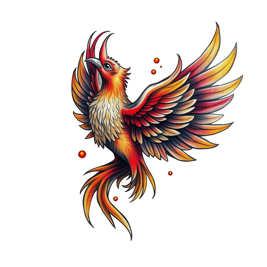 Colorful Phoenix tattoo design in Realistic style