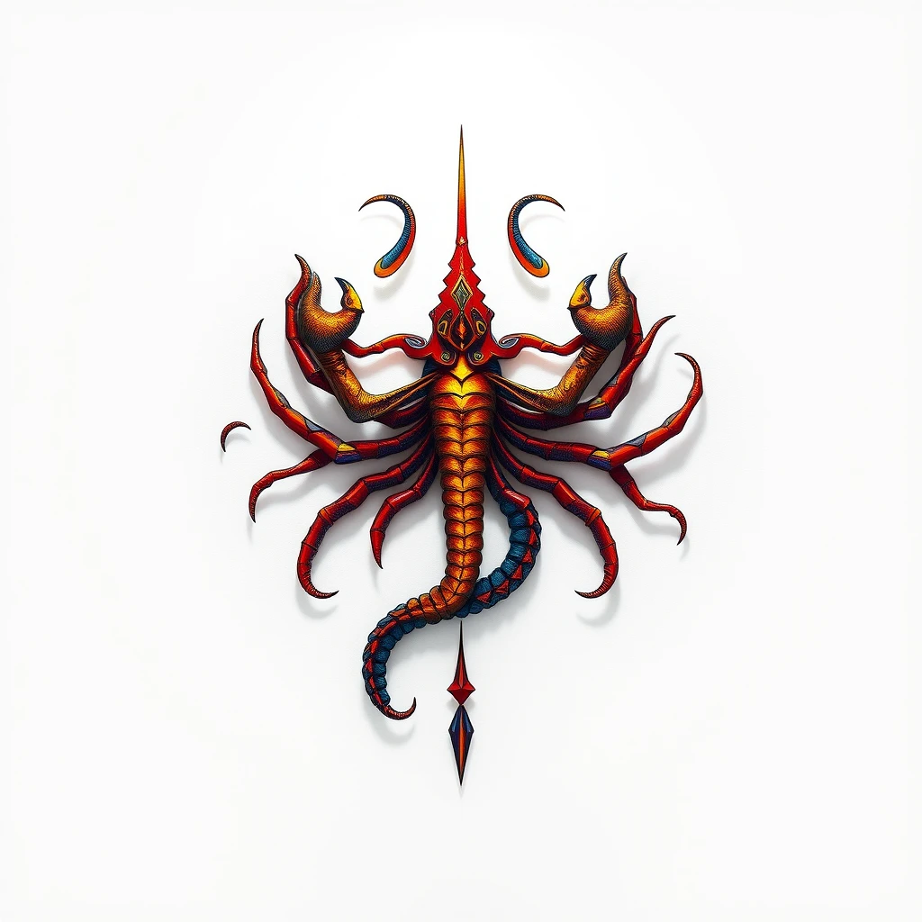 Colorful Ophiuchus tattoo featuring a scorpion design