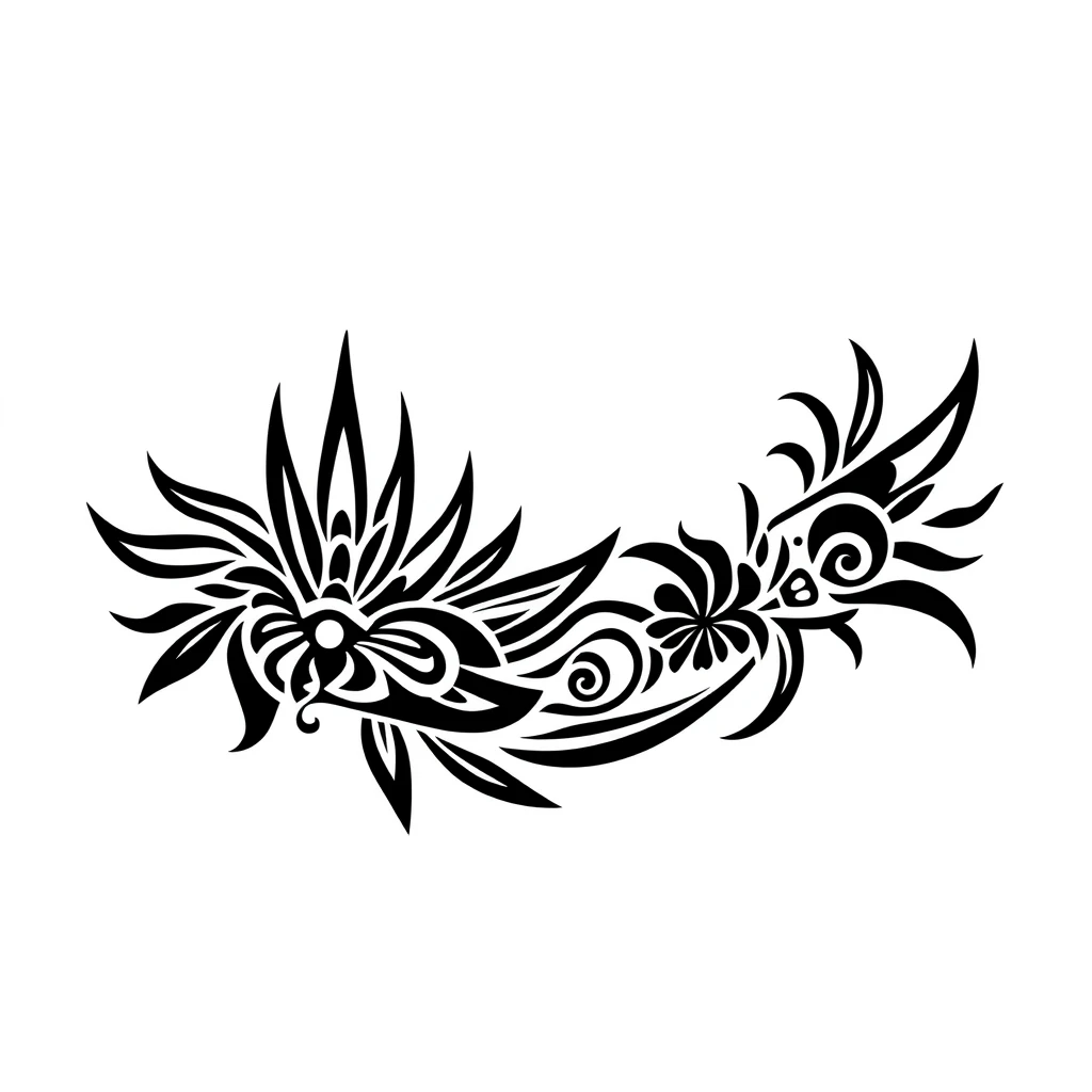 Intricate black tribal style tattoo design