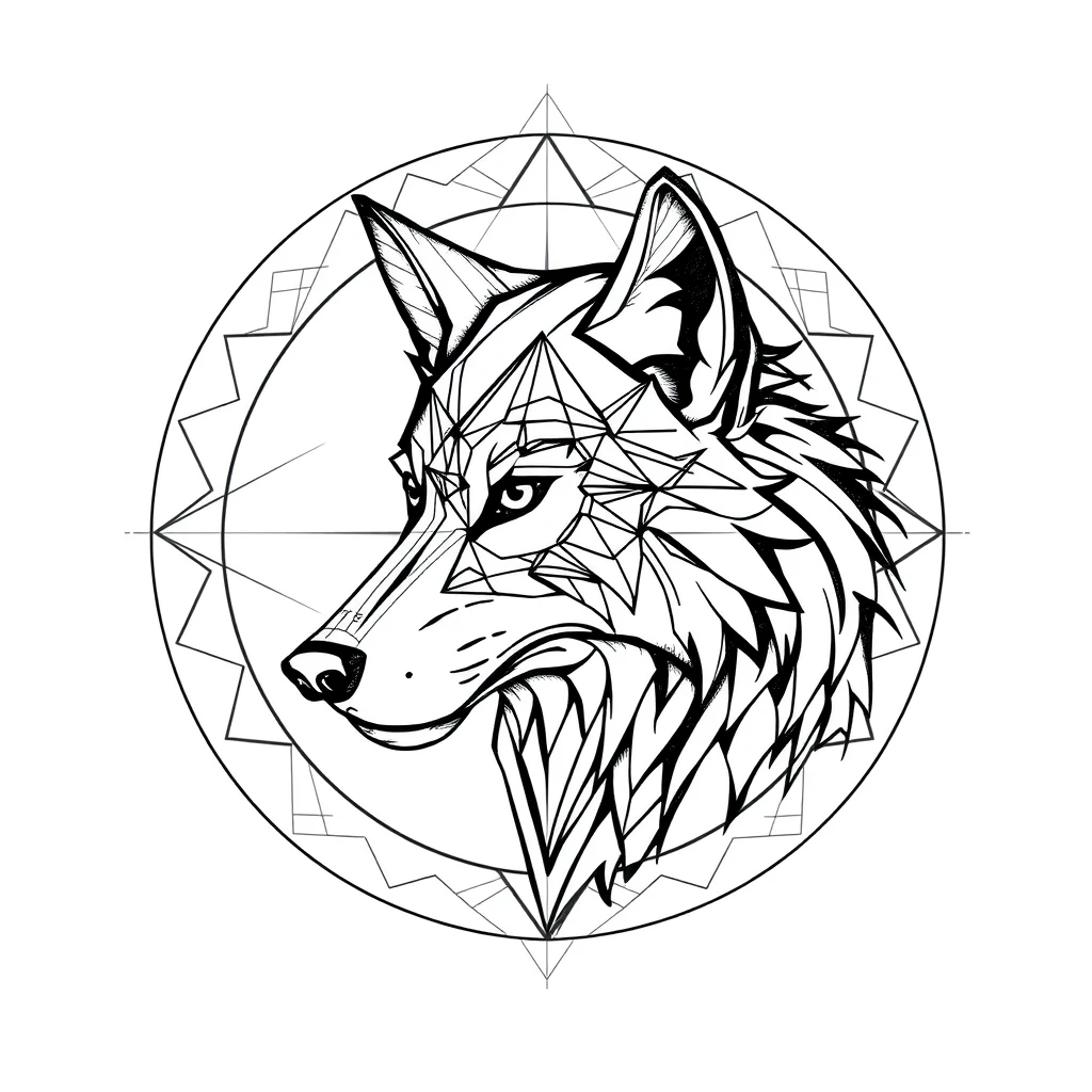 Tattoo of a Wolf in geometric style