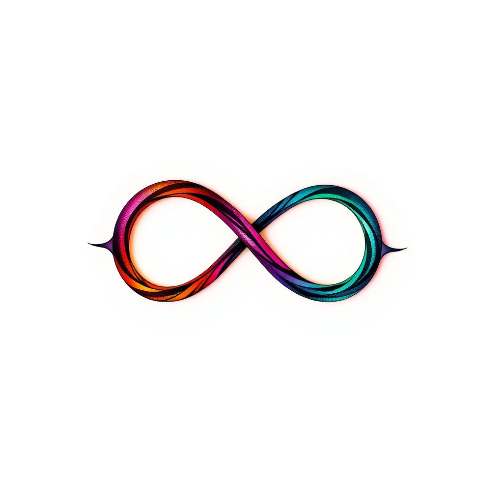 Colorful Infinity symbol tattoo on white background