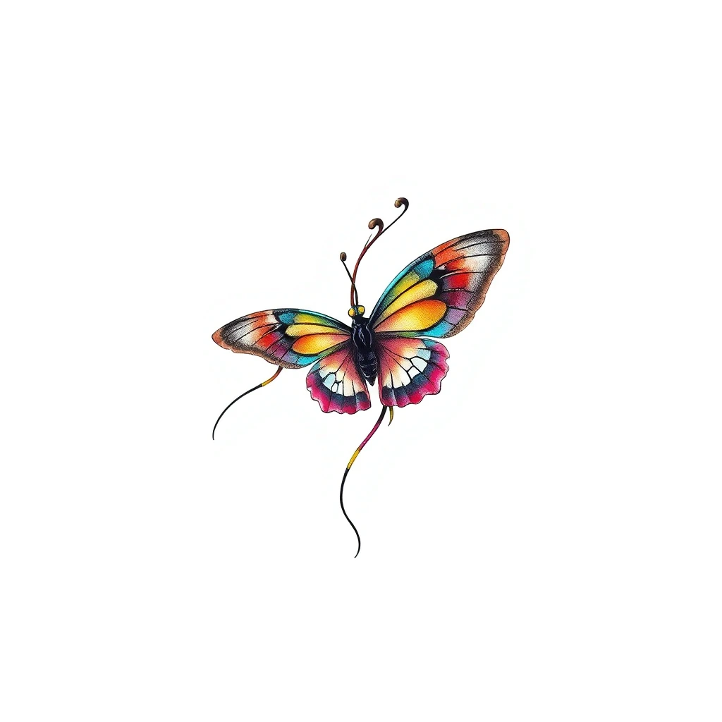 Colorful Ambrosia butterfly tattoo design