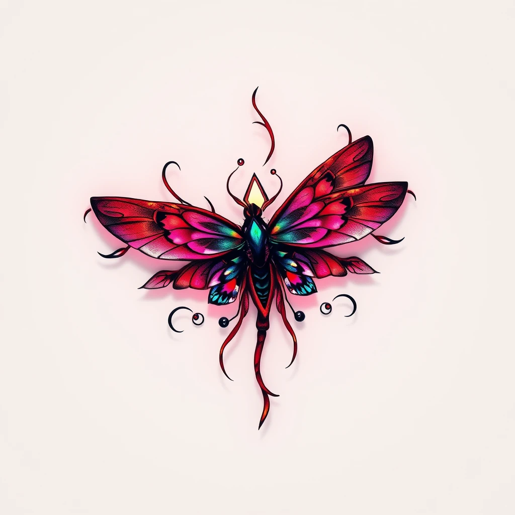 Colorful bioluminescence butterfly tattoo design