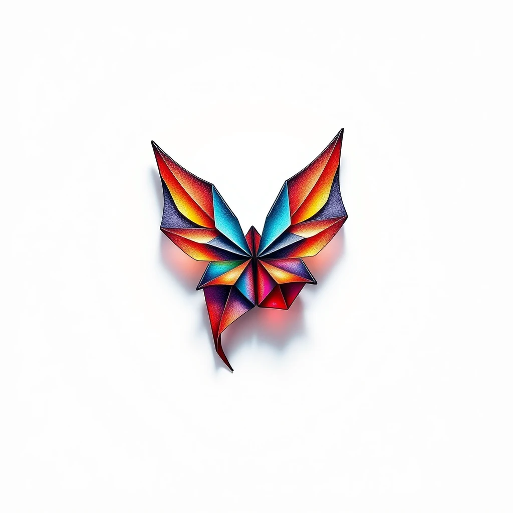 Colorful origami tattoo of a butterfly