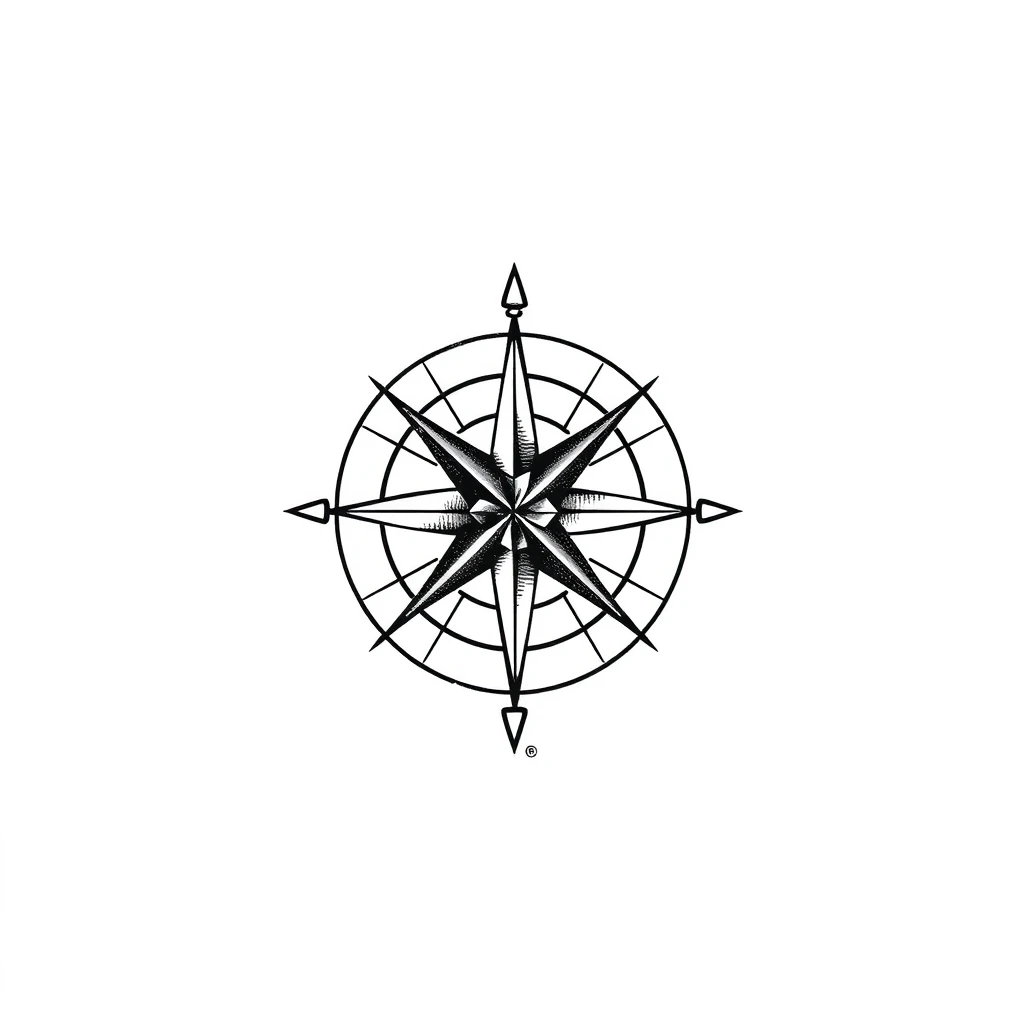 Compass rose tattoo