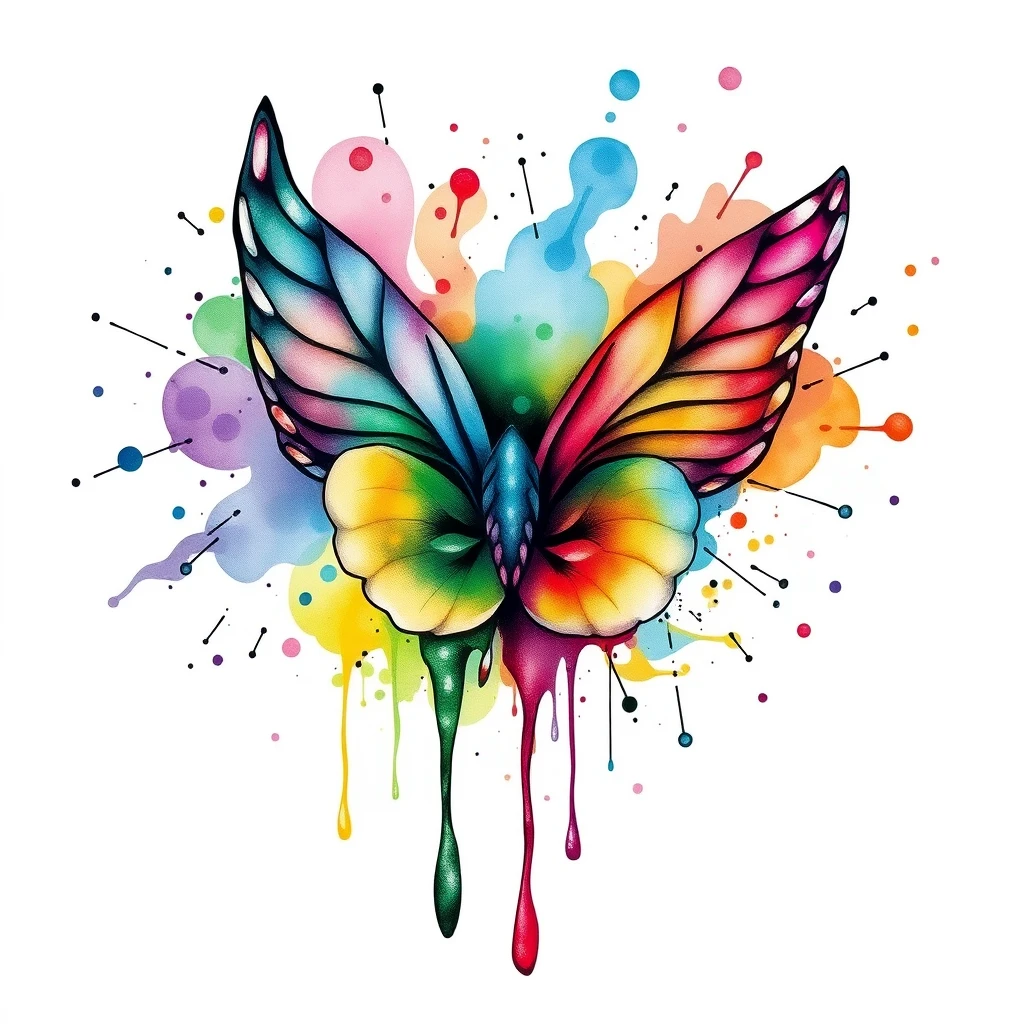 Tattoo Watercolor splashes in colorful style