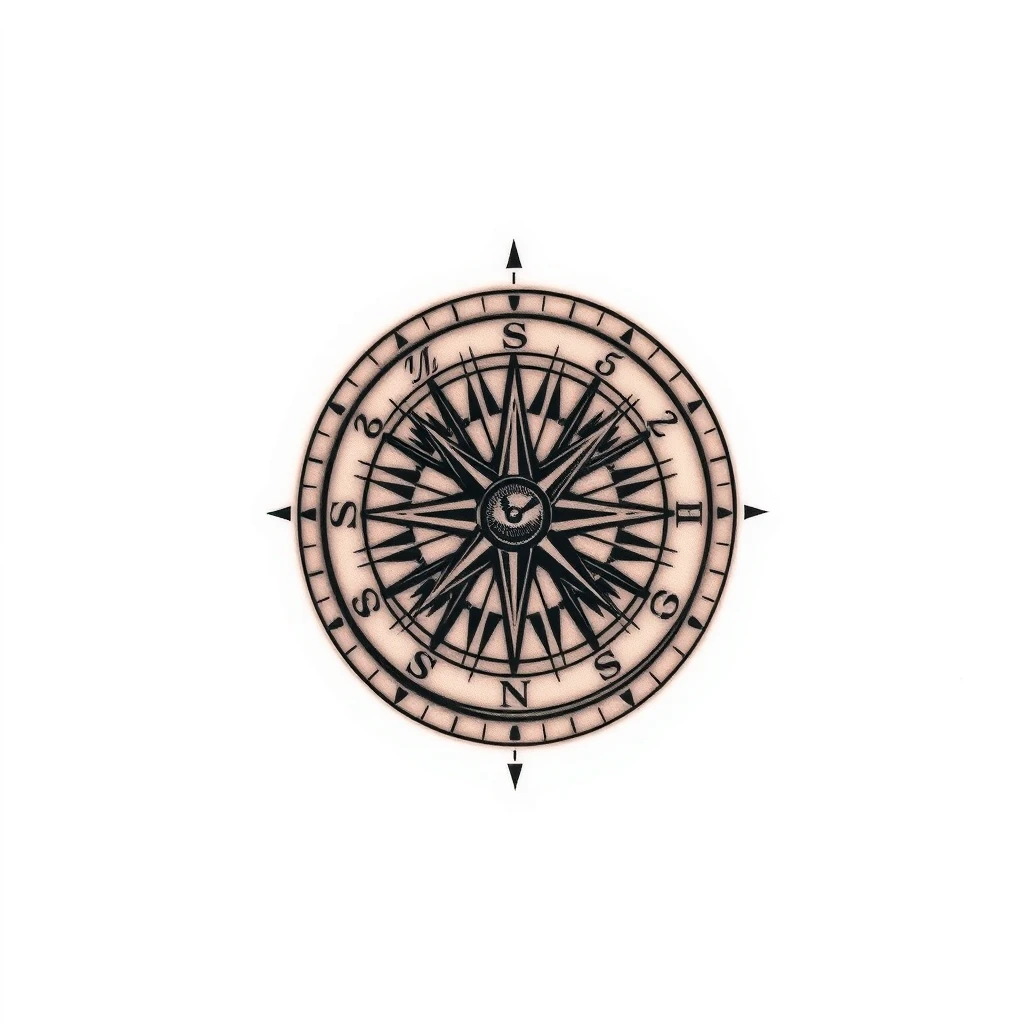 Compass with coordinates tattoo