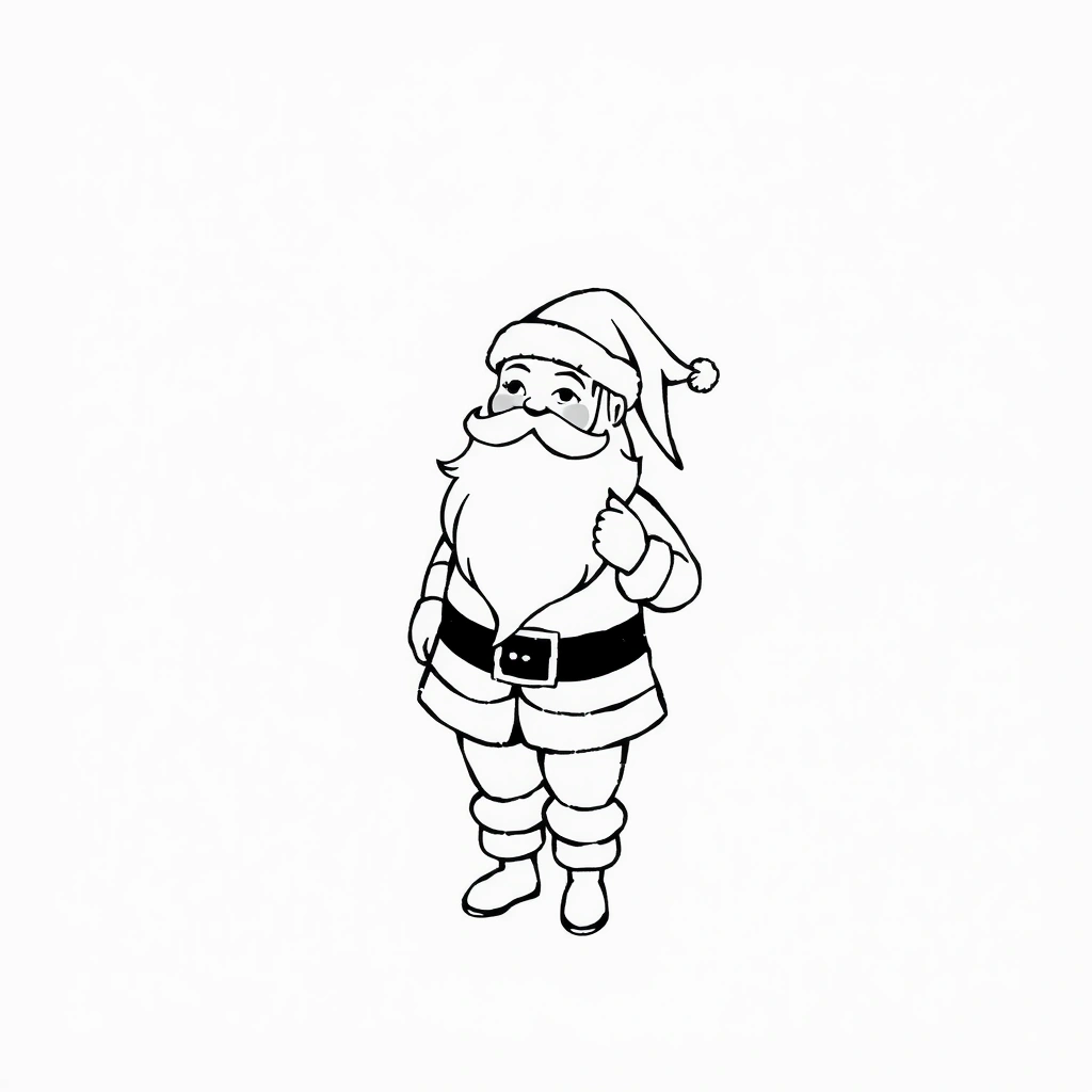 Tattoo of Santa in minimalist black and white