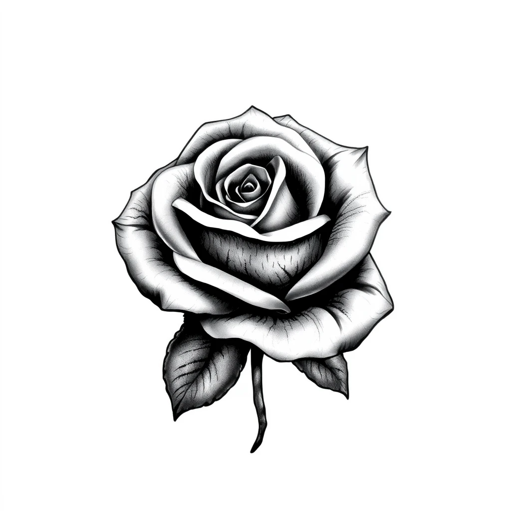 Tattoo of a Rose in Black and White