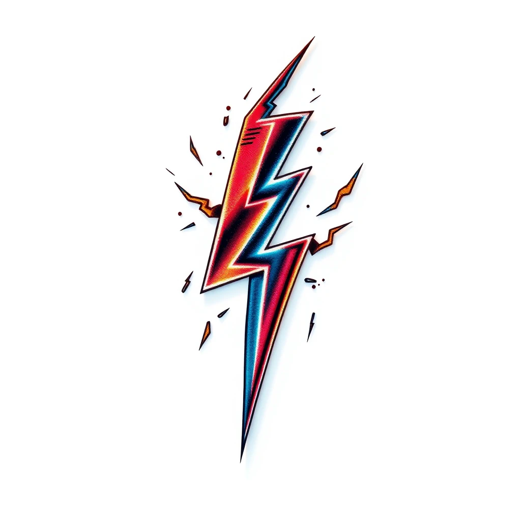 Colorful Thunderbolt tattoo with dynamic design