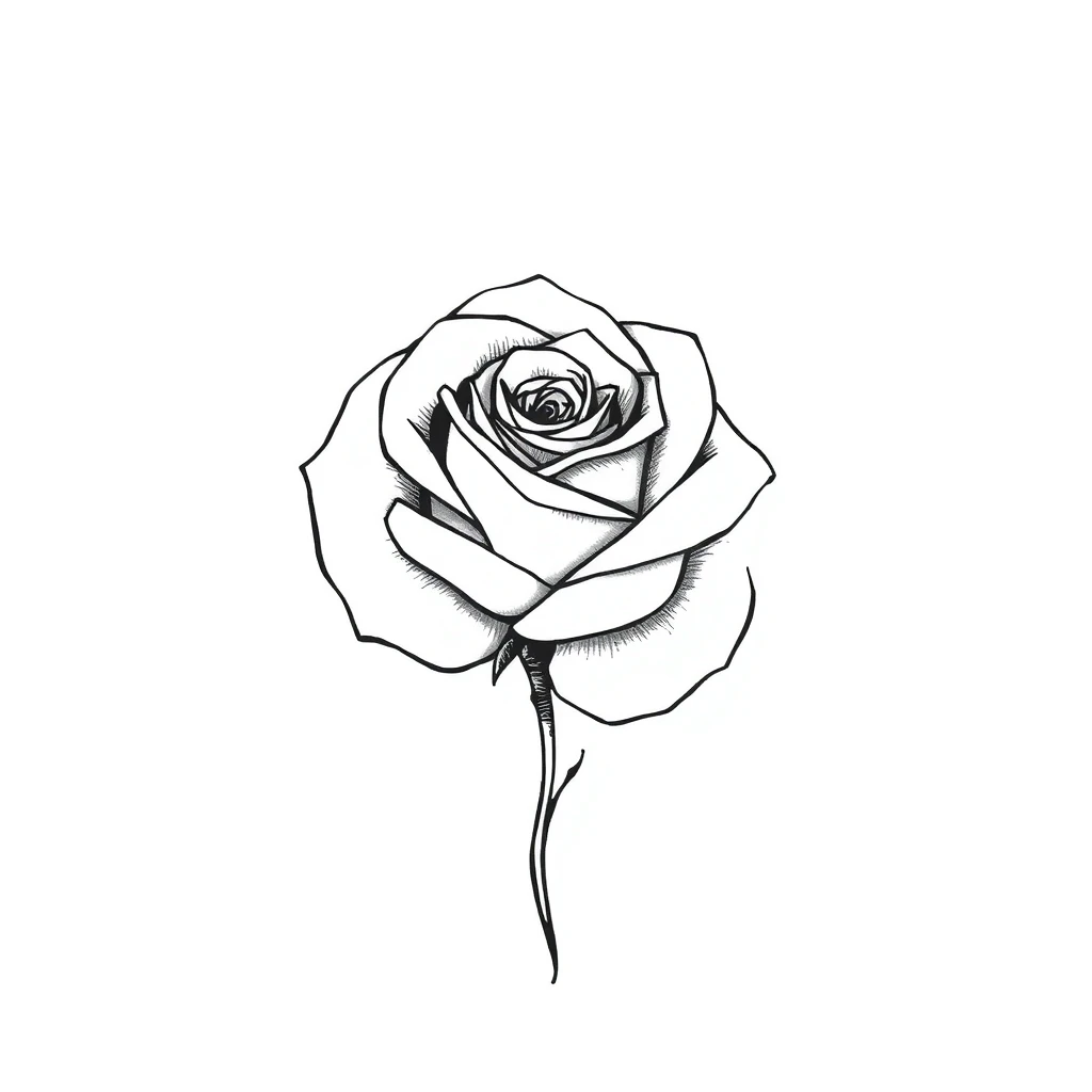 Tattoo of a rose in minimalist style