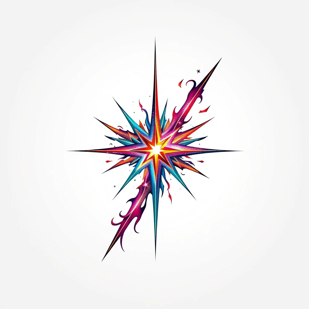 Colorful Quasar tattoo with vibrant star design