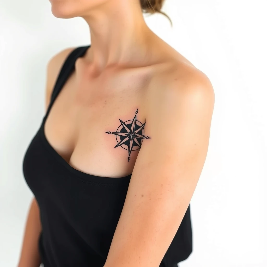 Compass rose tattoo