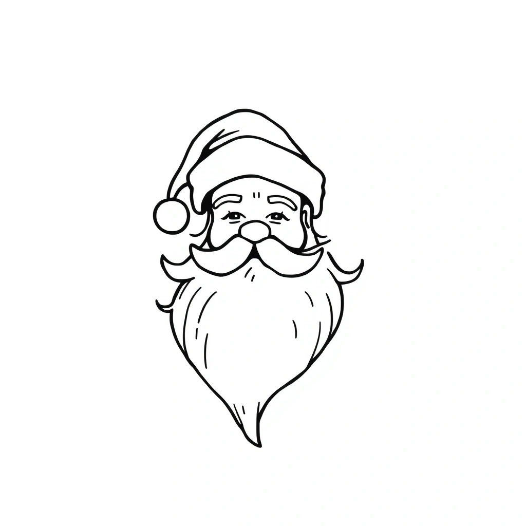 Tattoo of Santa, Minimalist style, Black and white