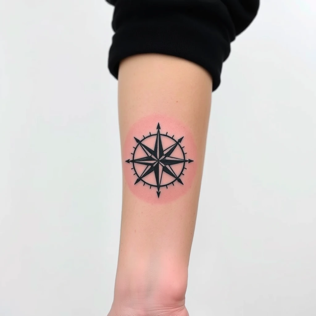 Compass rose tattoo