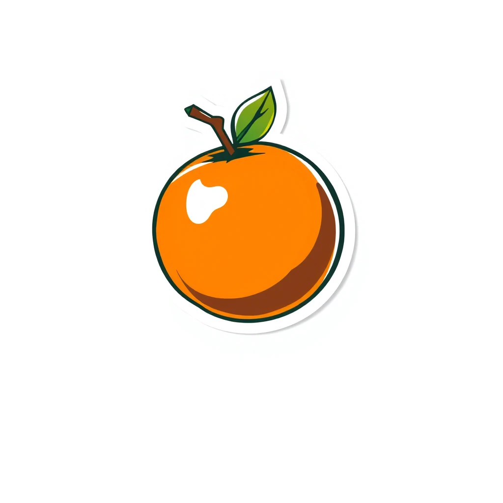 Tattoo design of orange fruit in Sticker style, colorful.