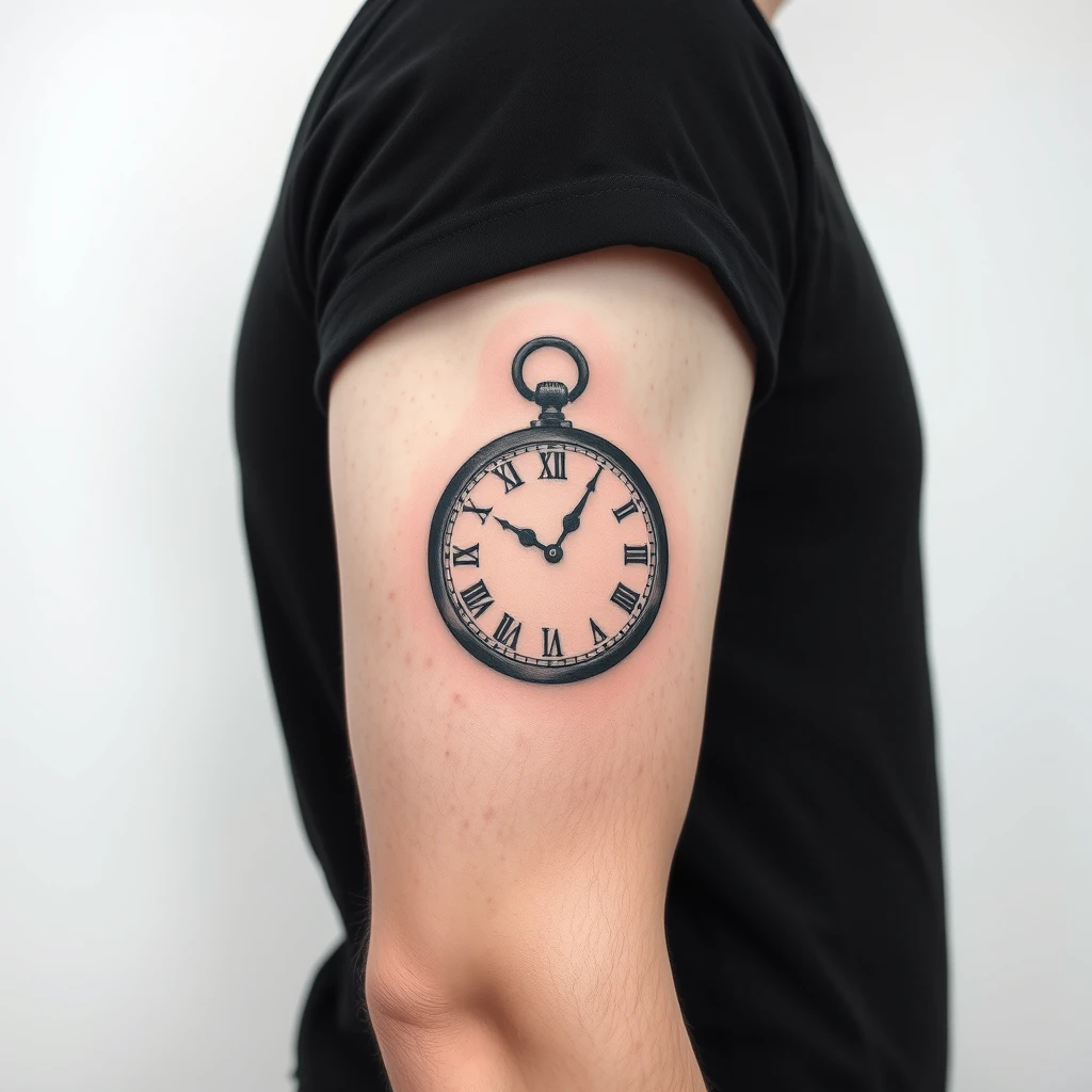 Broken clock tattoo