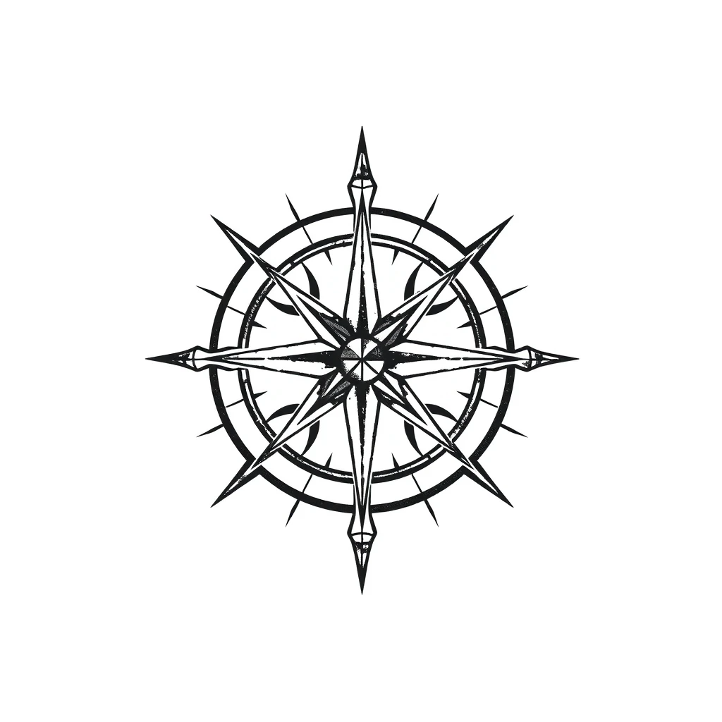 Compass rose tattoo