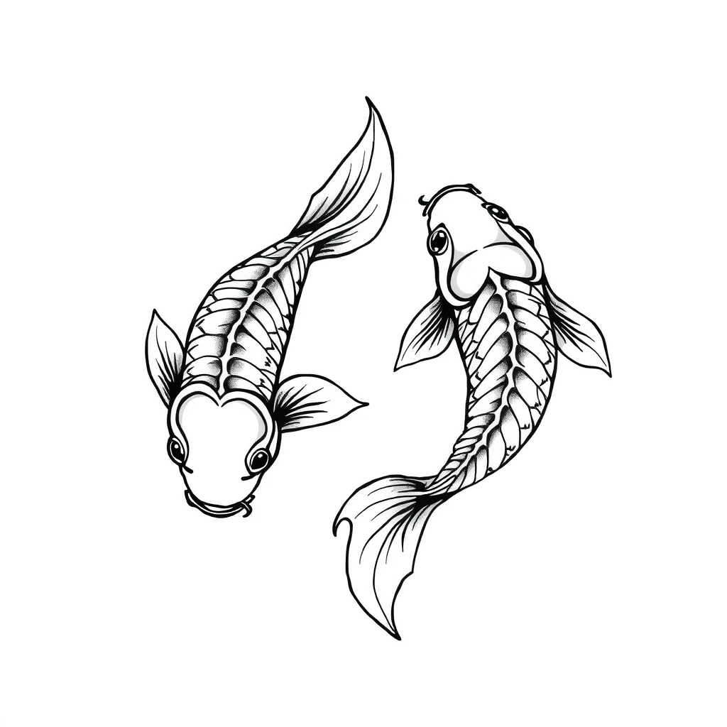 Tattoo of Koi fish in linework style