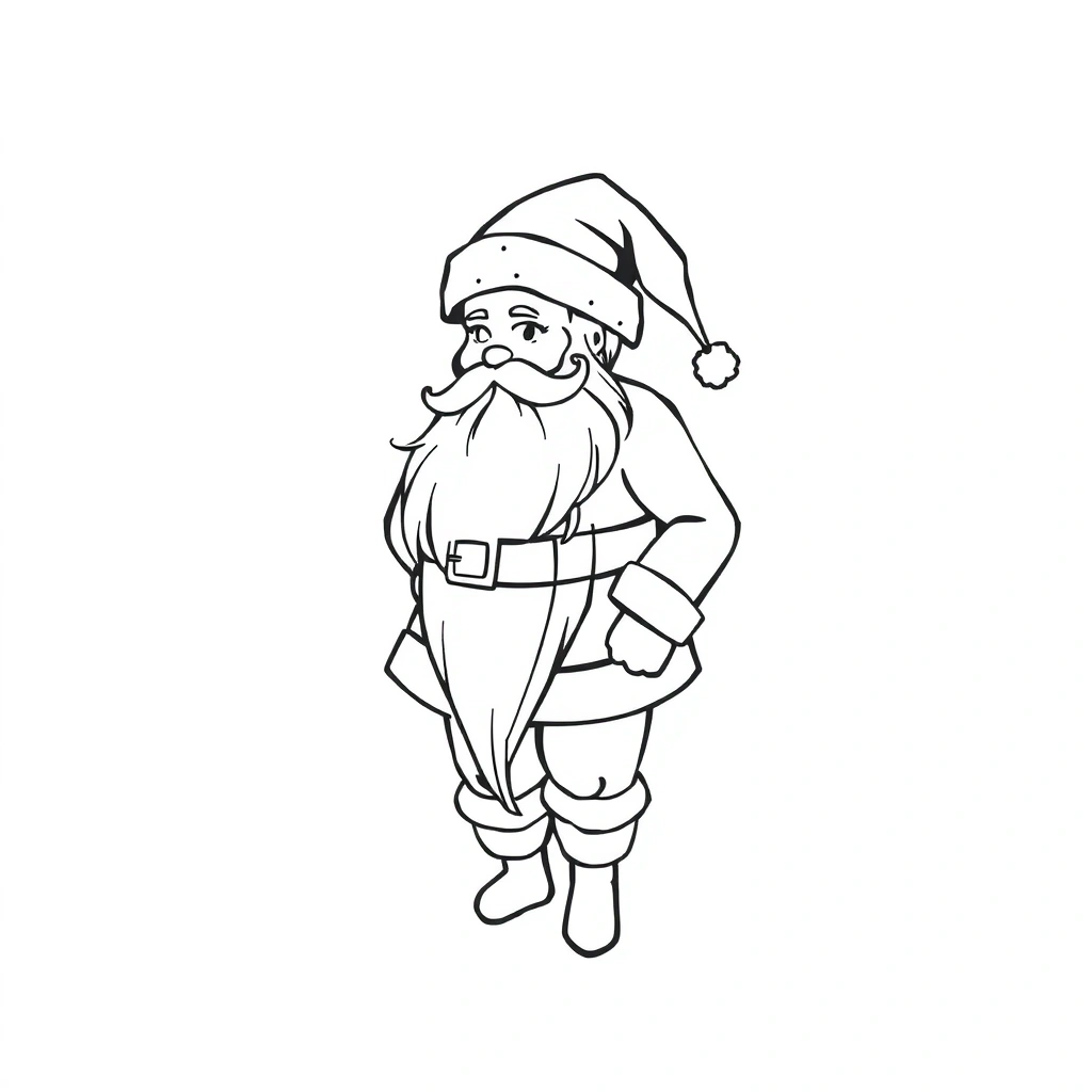 Tattoo of Santa in minimalist style, black and white