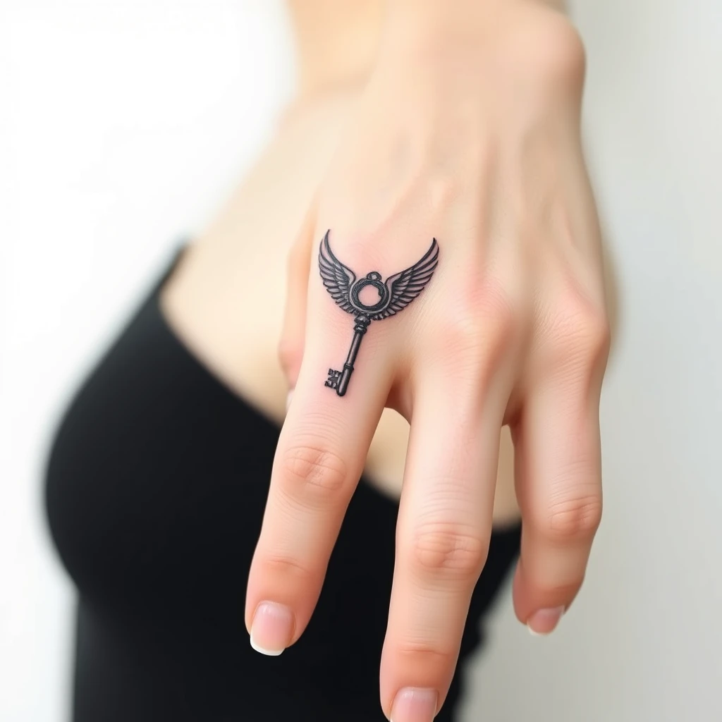 Winged key tattoo