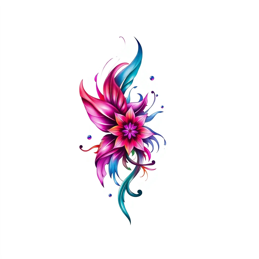 Colorful Sublimate tattoo featuring floral design