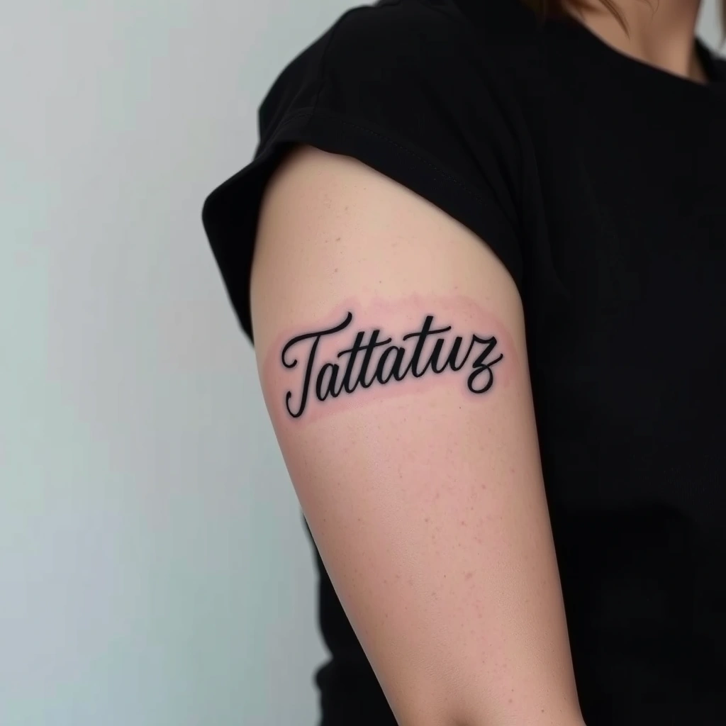 Tattoo 'Tatatuz' in Realistic style, black and white, on women's half sleeve