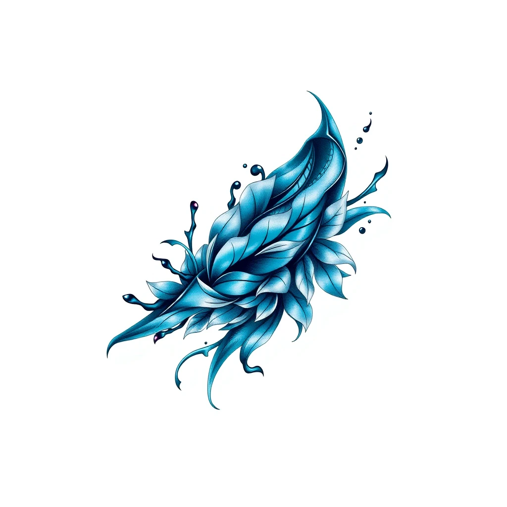 Stylish Aquamarine tattoo with flowing design