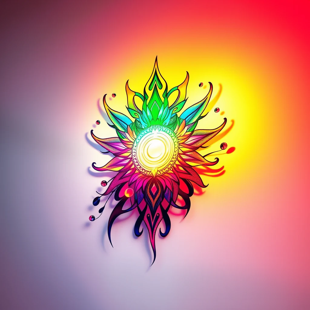 Colorful Aura tattoo with intricate designs