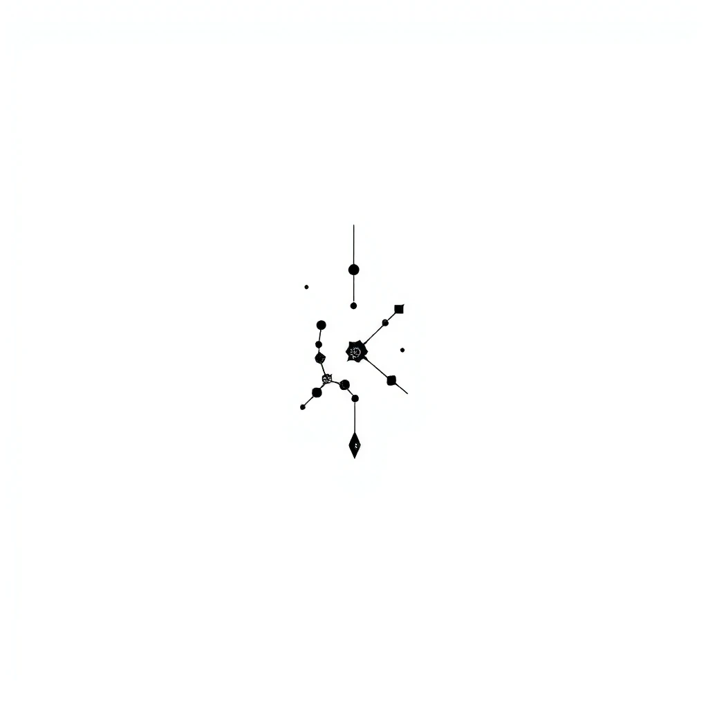 Tattoo of small Constellation in Minimalist style, Black and white