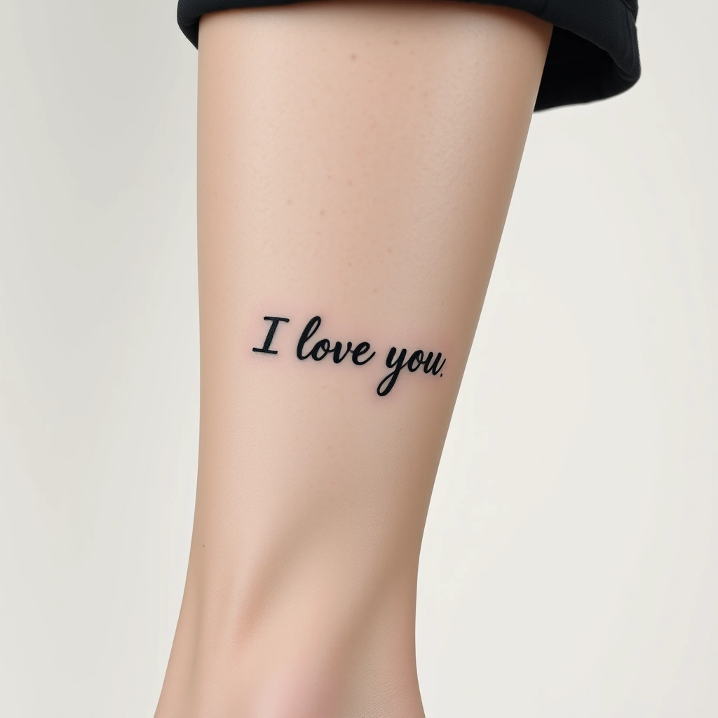 Minimalist tattoo 'I love you' on ankle