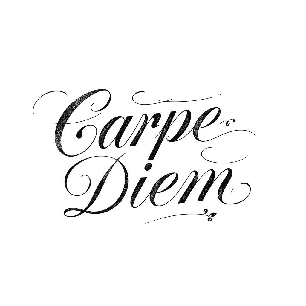 Elegant lettering tattoo with 'Carpe Diem'