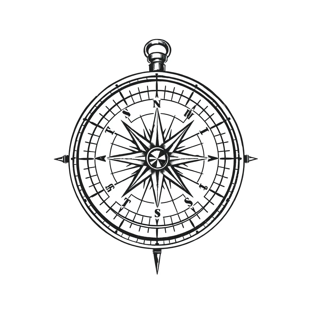 Compass with coordinates tattoo