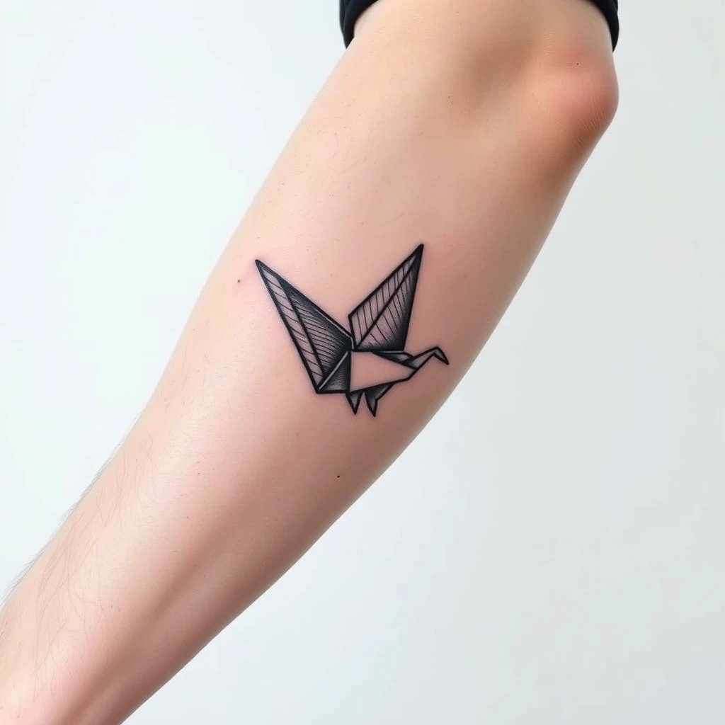 Origami crane tattoo