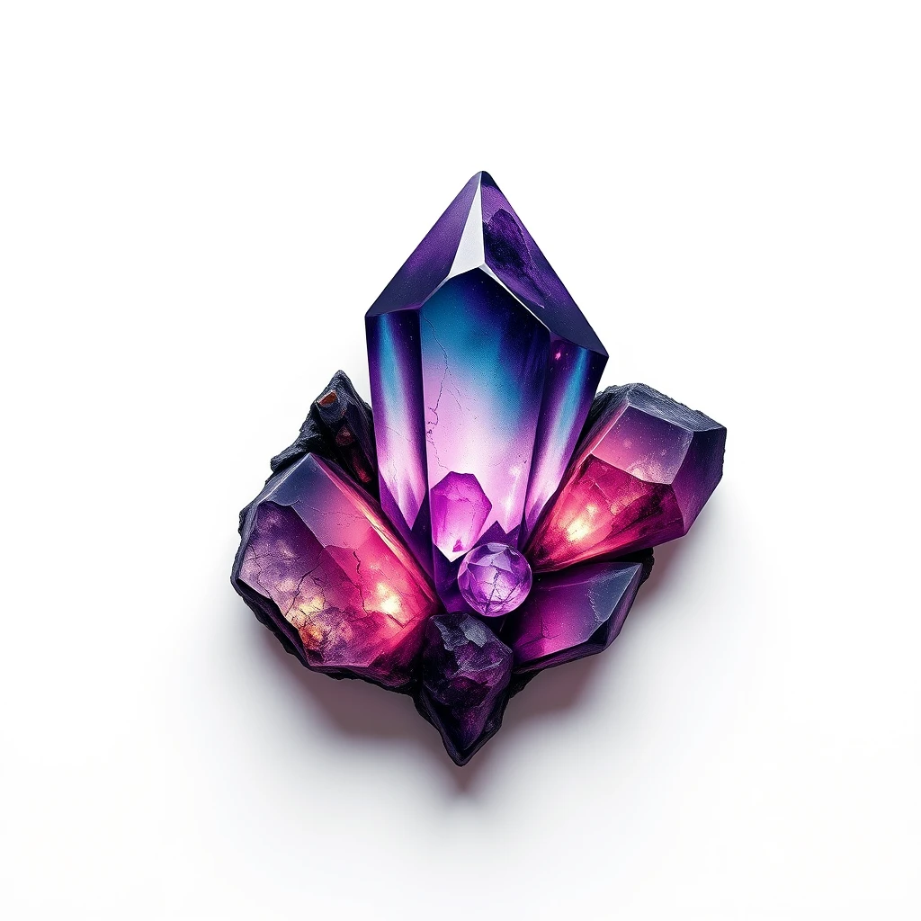 Amethyst crystal tattoo with vibrant colors