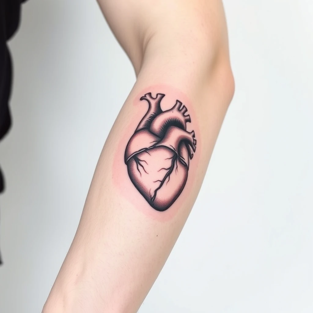 Anatomical heart tattoo