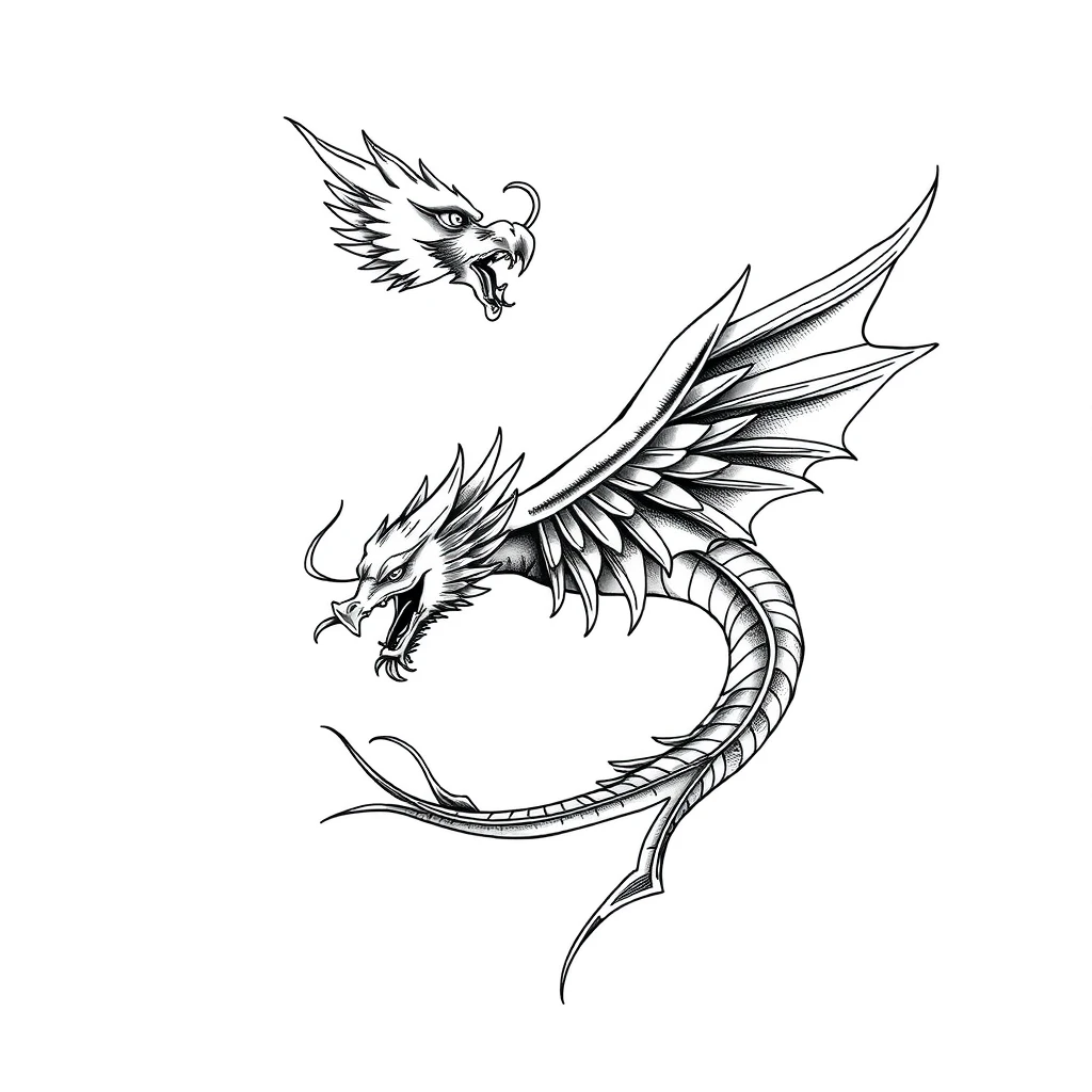 Dragon and phoenix tattoo