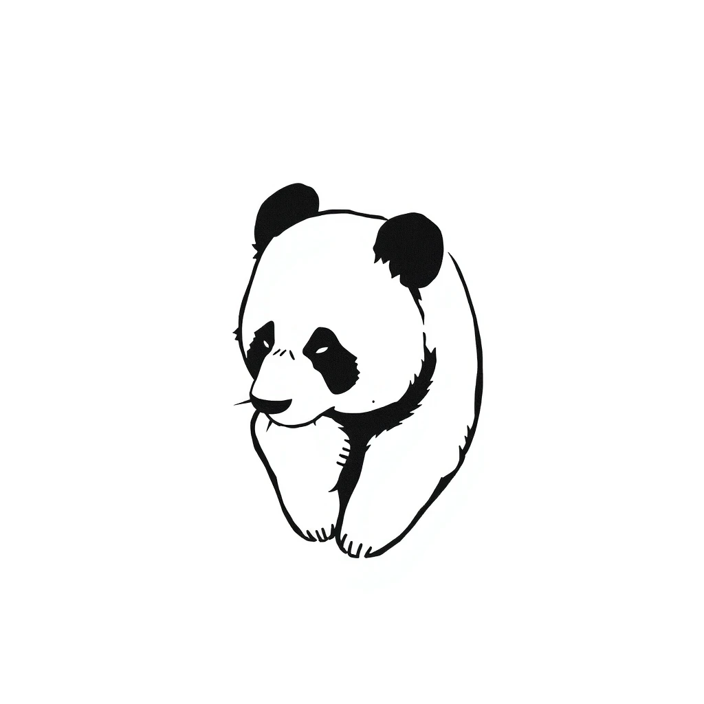 Tattoo of bored panda in minimalist style