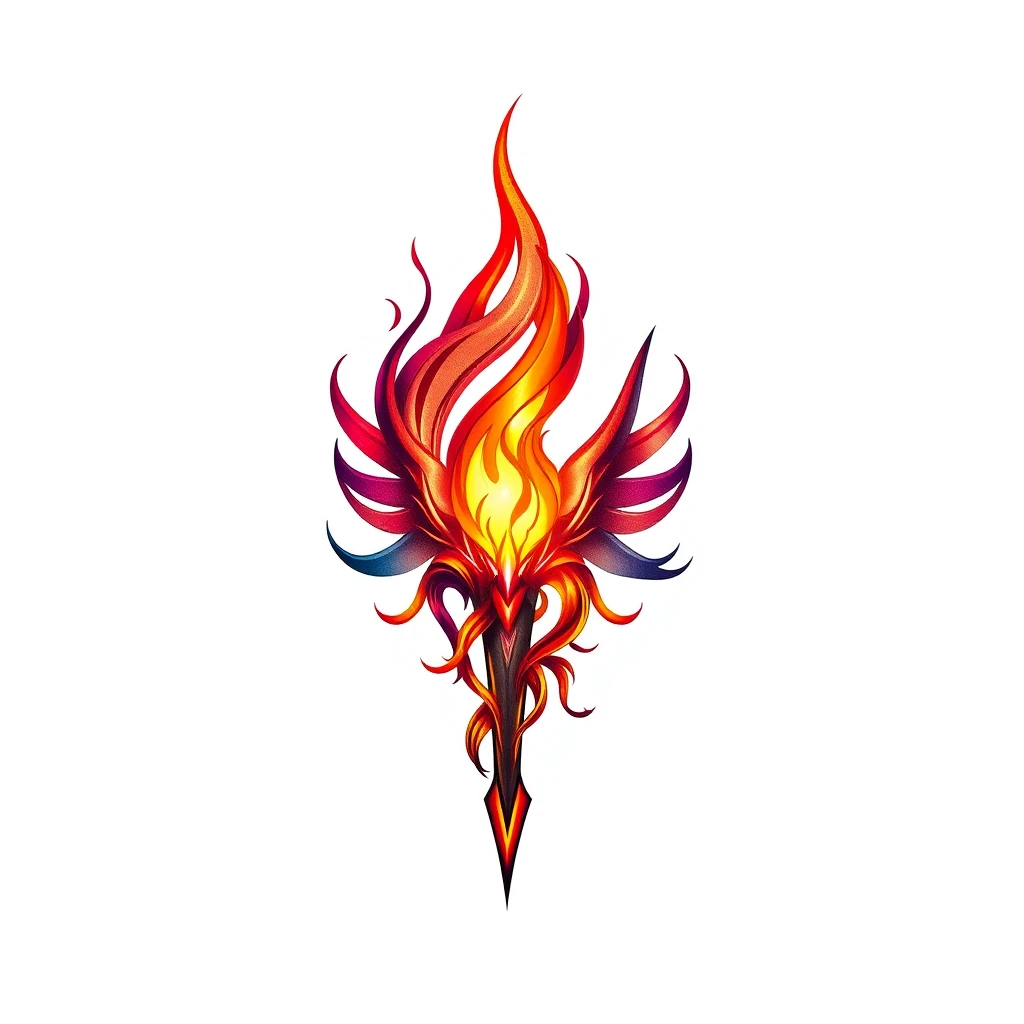 Colorful Ignis tattoo design with flames