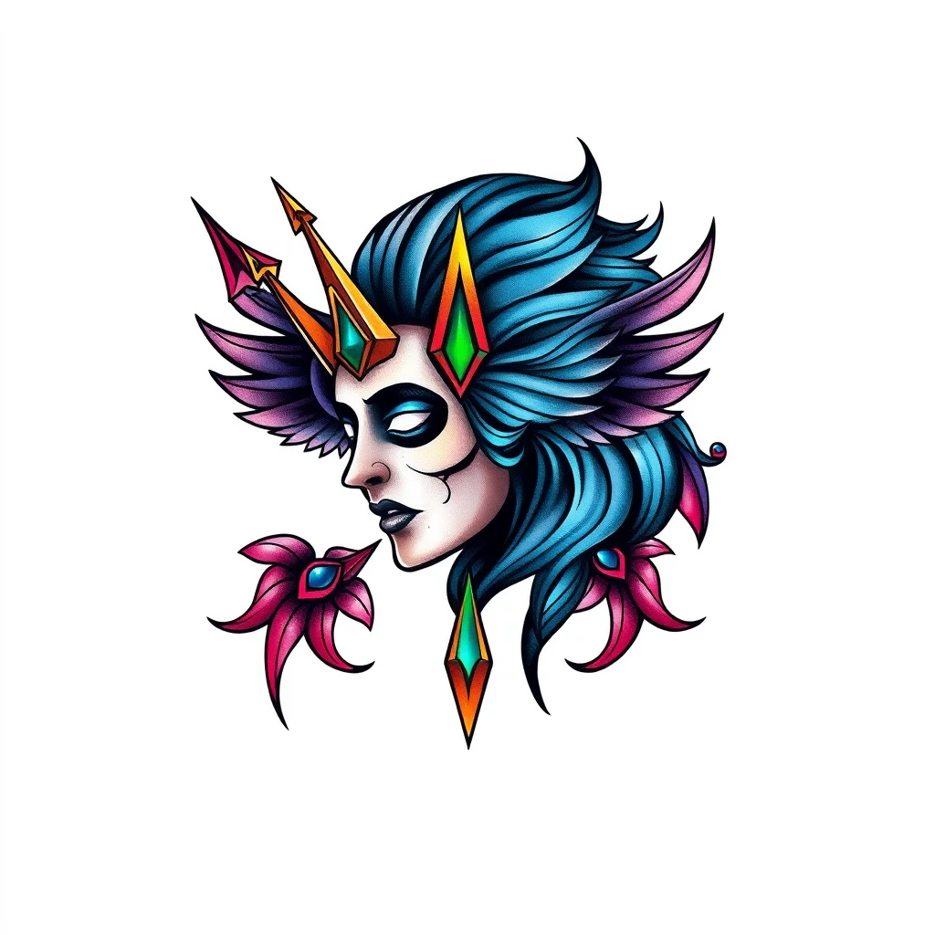 Colorful Nova tattoo design with detailed features