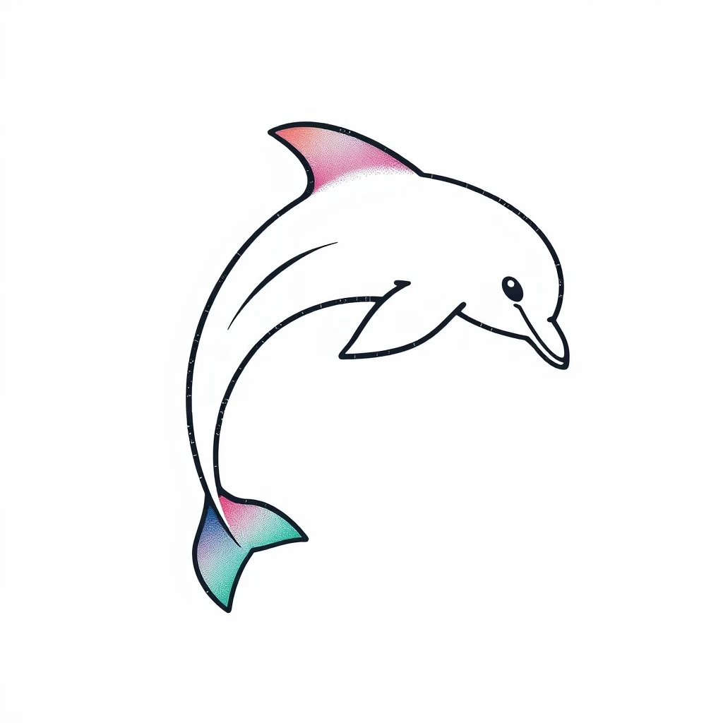 Tattoo of a colorful minimalist dolphin design